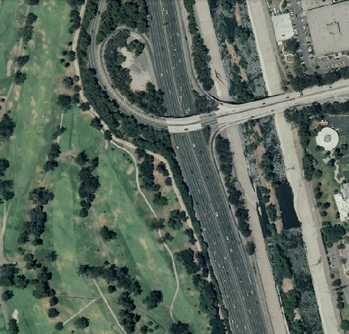 Approximate location of sighting of three "dragons" - satellite image of a portion of Griffith Park (golf course) and Los Angeles River